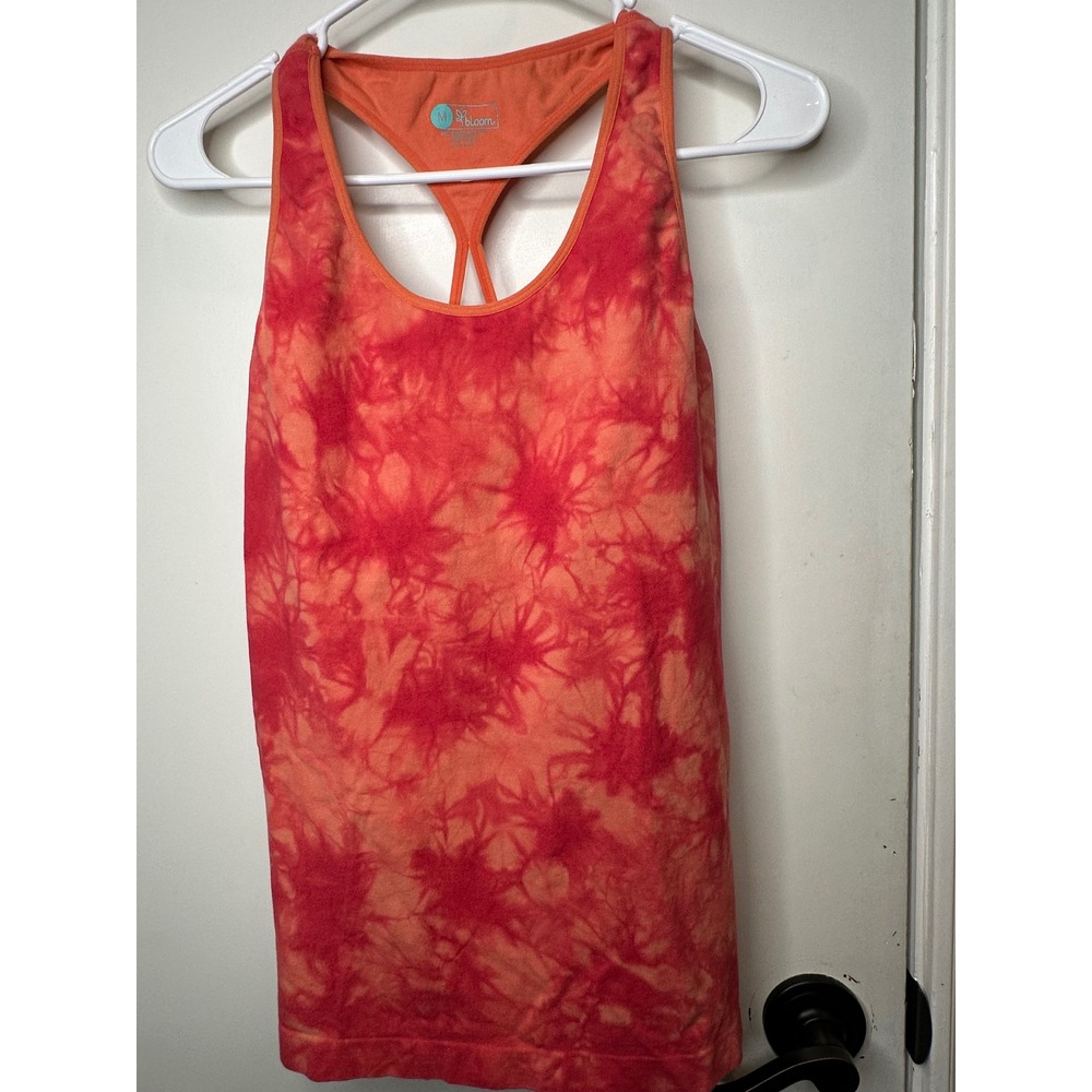 Bloom Women Orange Red Tie Dye Racerback Tank Top Built-in Shelf Bra Size Medium